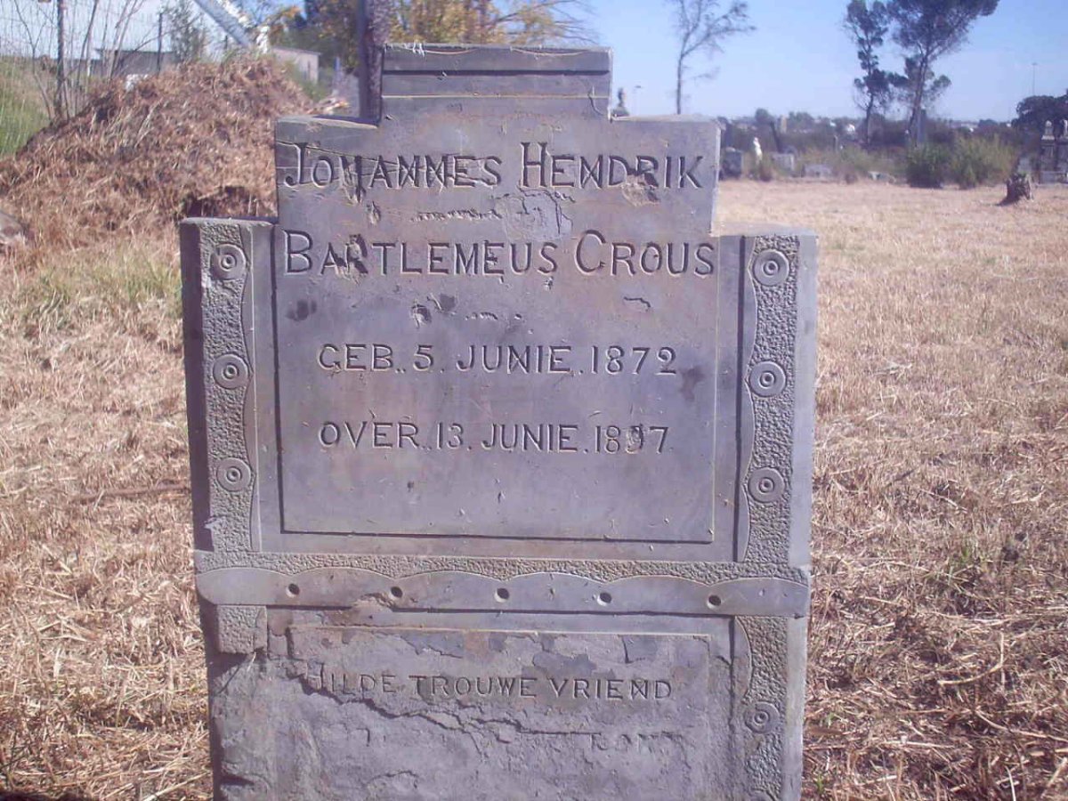 CROUS Johannes Hendrik Bartlemeus 1872-1897