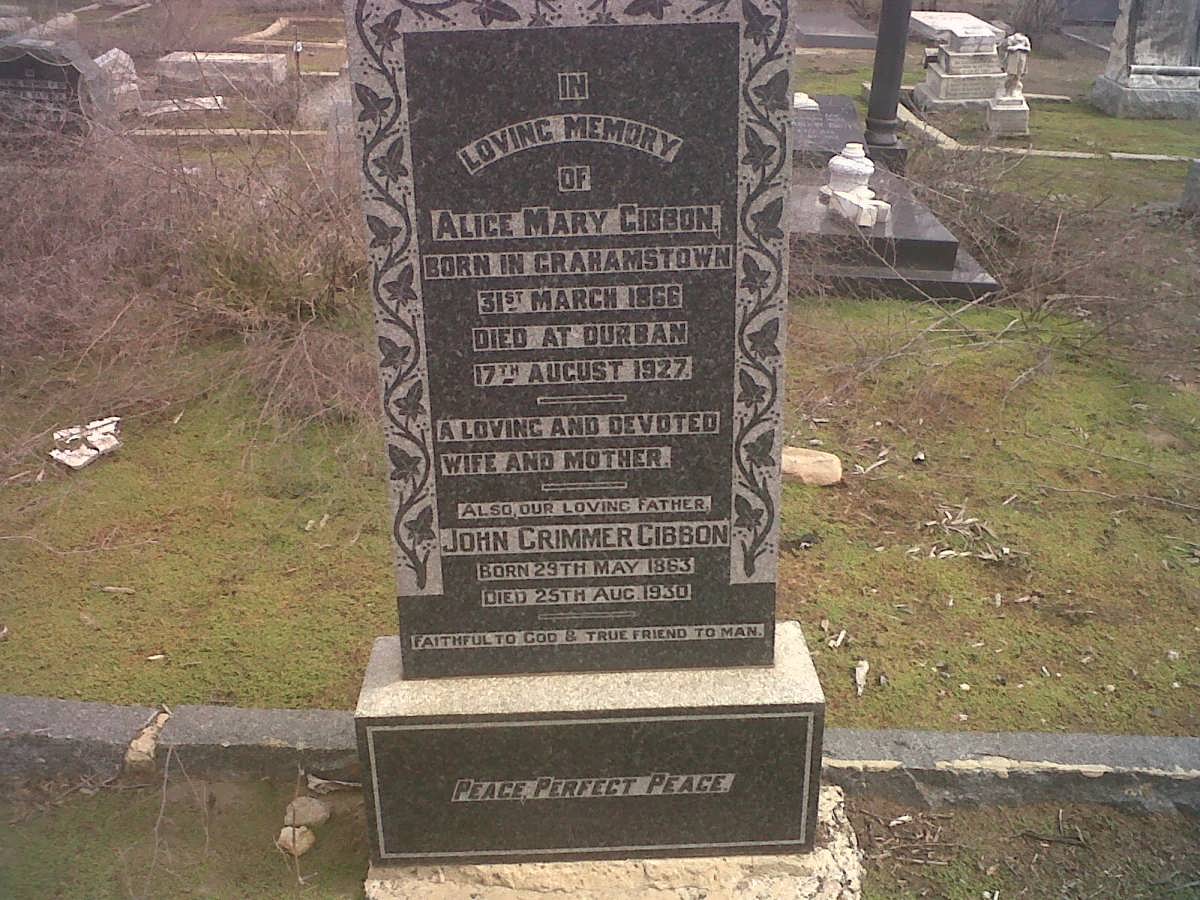 GIBBON John Grimmer 1863-1930 &amp; Alice Mary 1866-1927