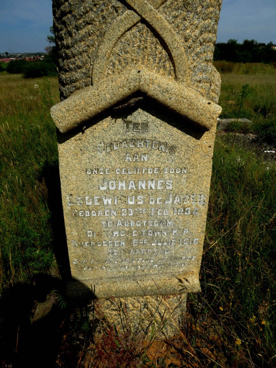 JAGER Johannes Lodewicus, de 18?4-1916