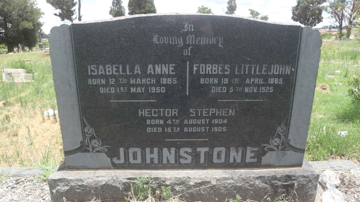 JOHNSTONE Forbes Littlejohn 1865-1925 &amp; Isabella Anne 1865-1950 :: JOHNSTONE Hector Stephen 1904-1905