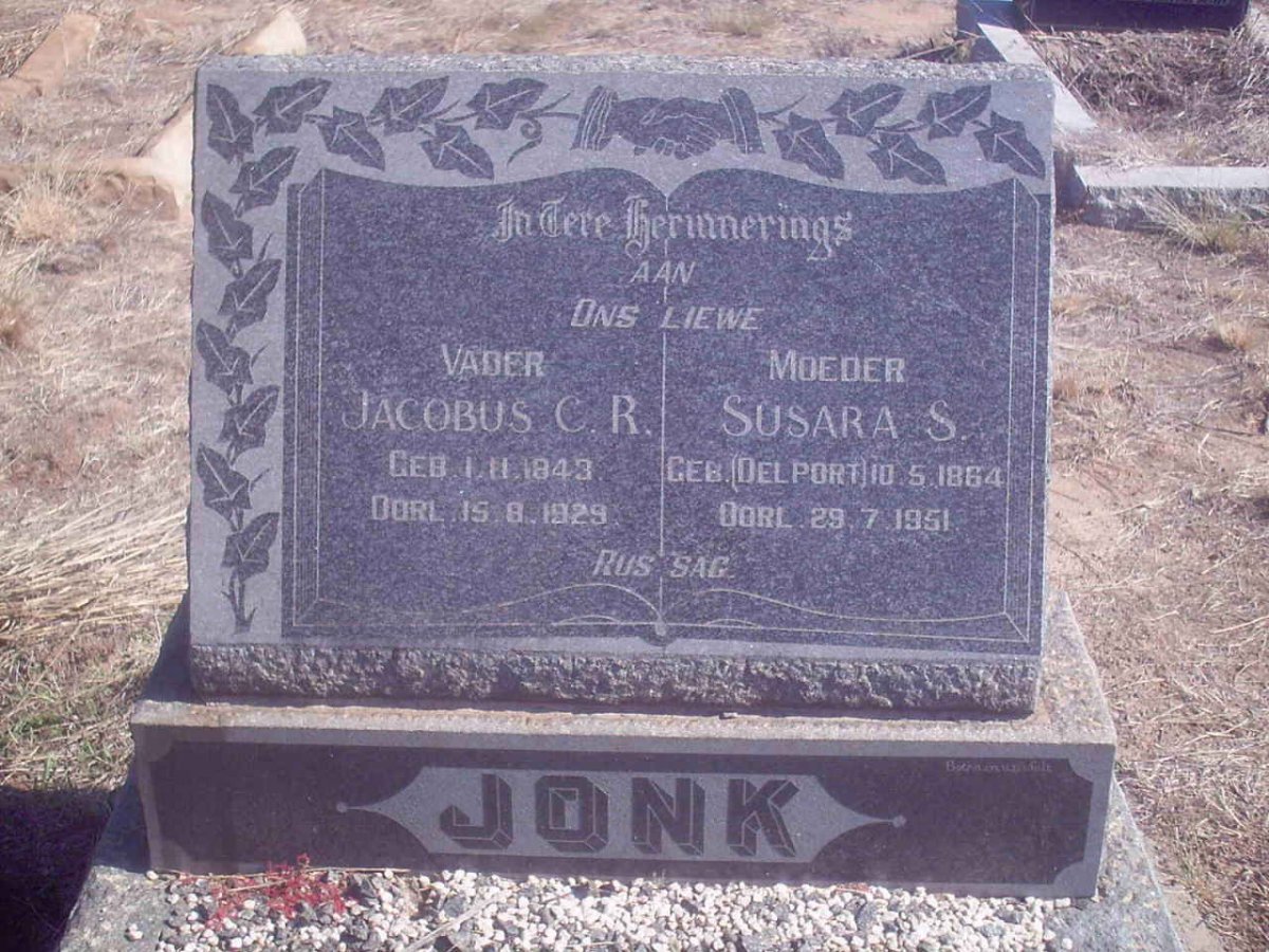 JONK Jacobus C.R. 1843-1919 &amp; Susara S. 1864-1951