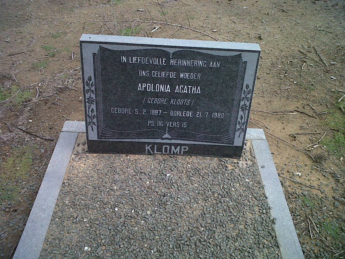 KLOMP Apolonia Agatha nee KLOOTS 1887-1980