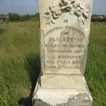 MALHERBE Elizabeth nee V.D. MERWE 1872-1910