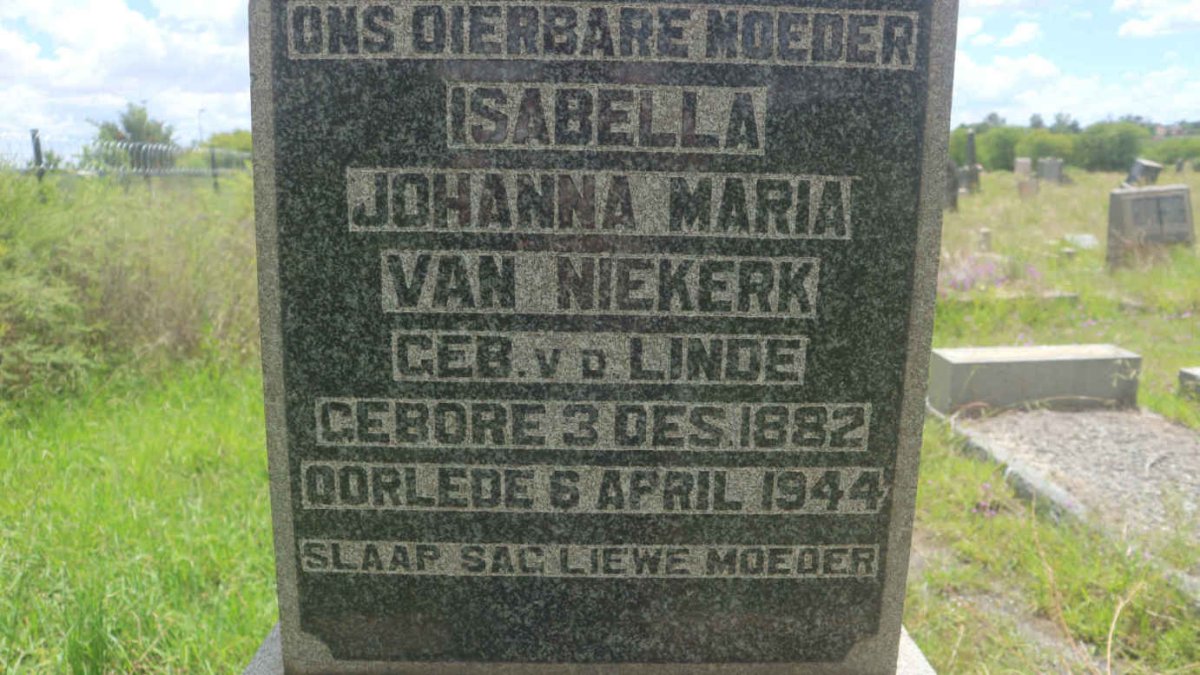 NIEKERK Erasmus Adriaan, van 1882-1931 &amp; Isabella Johanna Maria V.D.LINDE 1882-1944