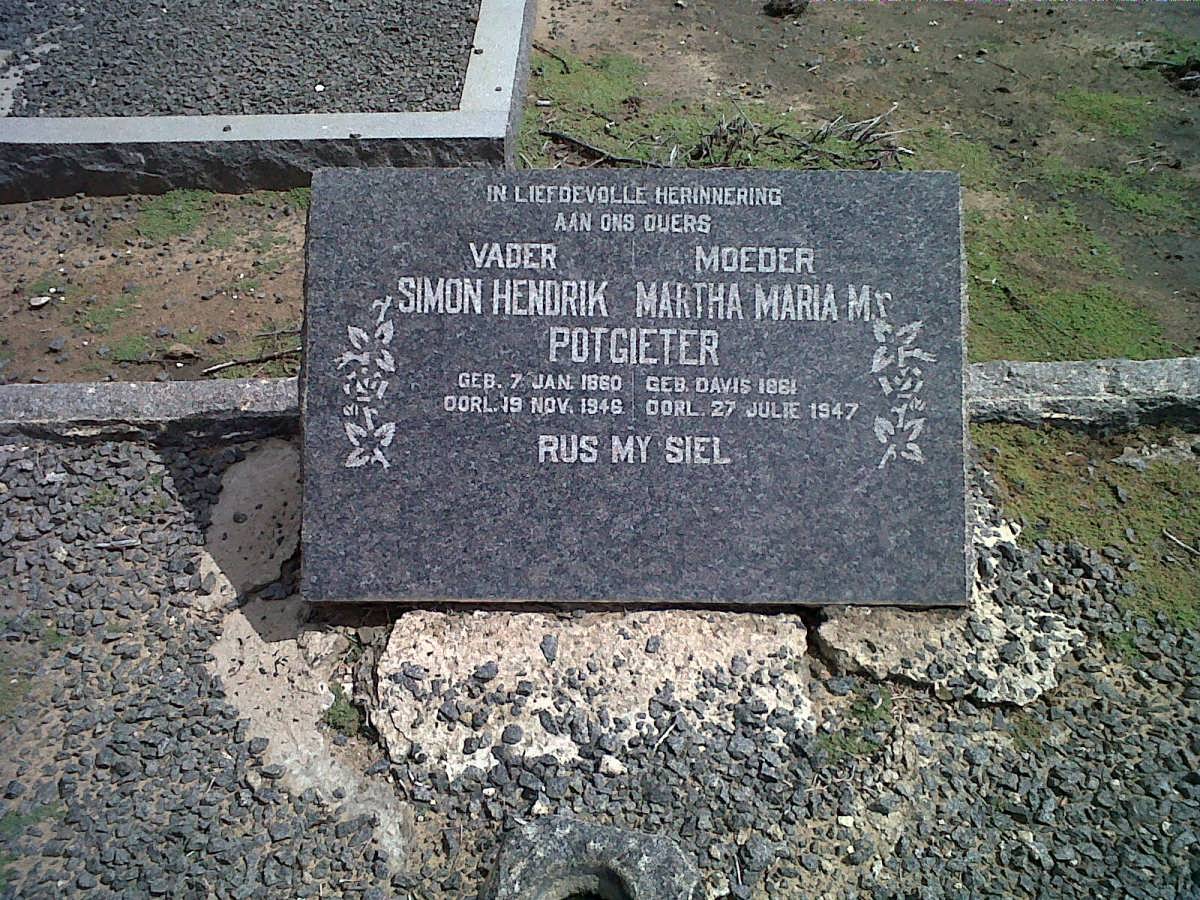 POTGIETER Simon Hendrik 1860-1946 &amp; Martha Maria M. 1861-1947
