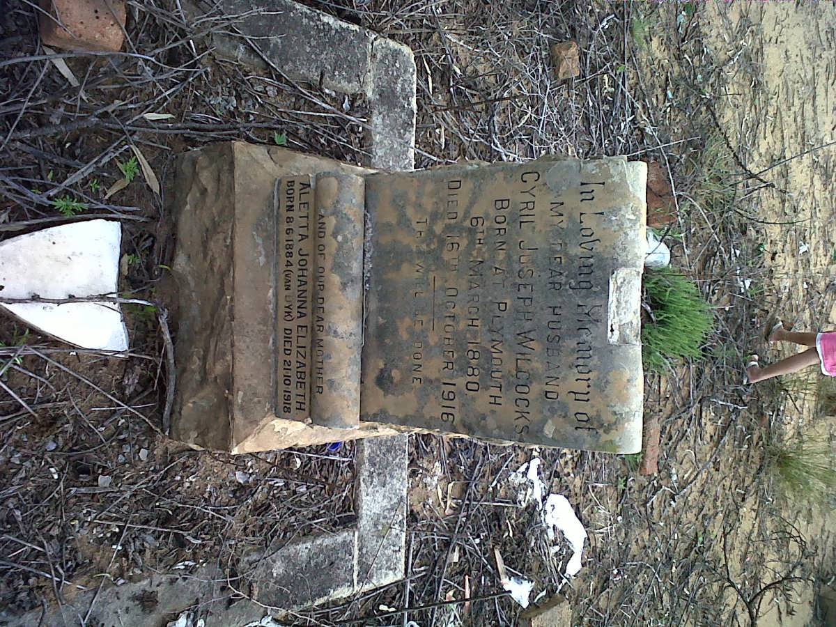 WILCOCKS Cyril Joseph 1880-1916 &amp; Aletta Johanna Elizabeth VAN DYK 1884-1918