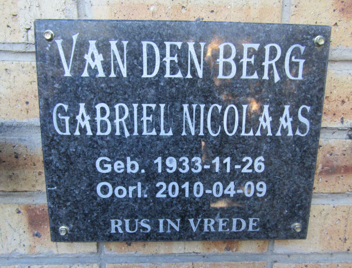 BERG Gabriel Nicolaas, van den 1933-2010