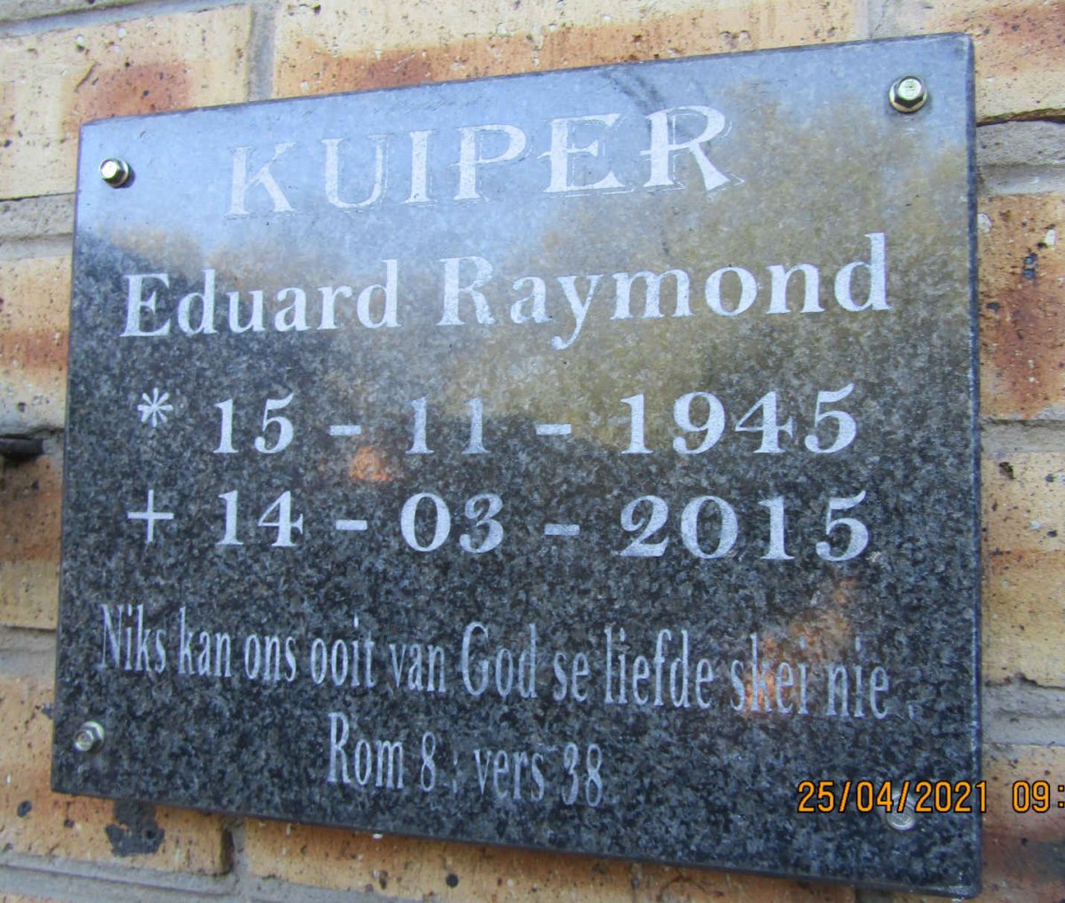 KUIPER Eduard Raymond 1945-2015