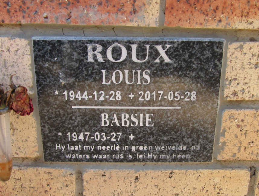 ROUX Louis 1944-2017 &amp; Babsie 1947-