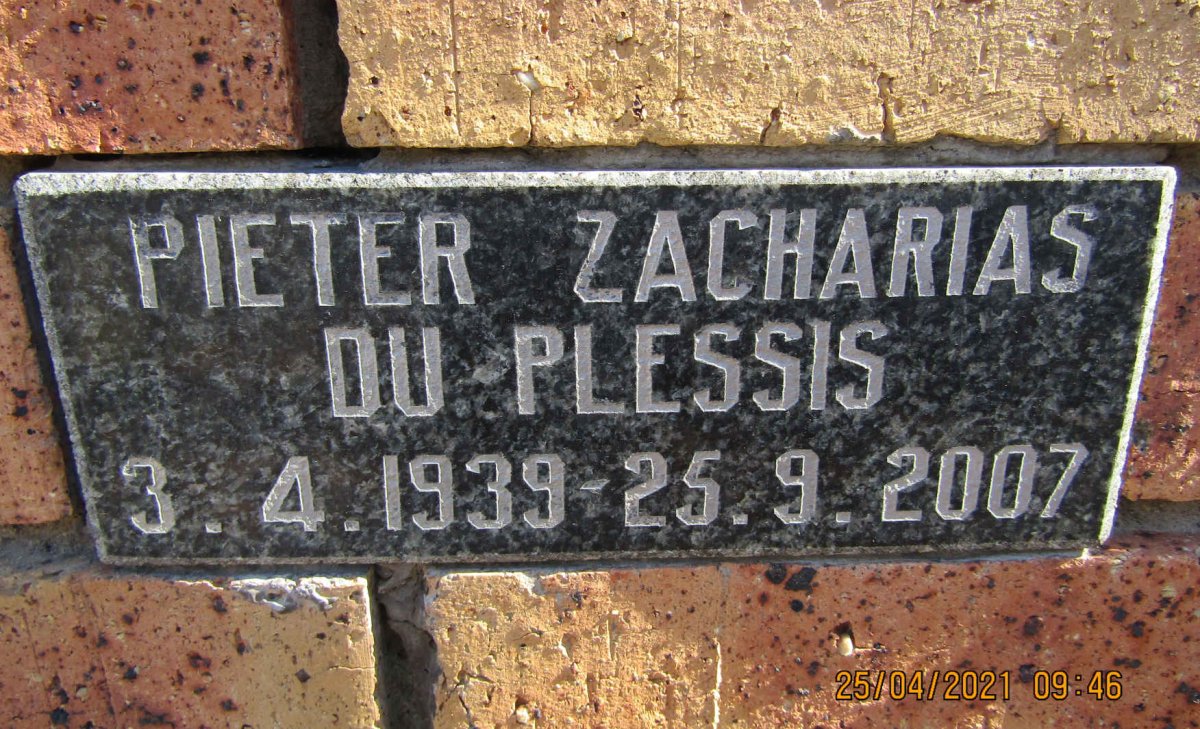 PLESSIS Pieter Zacharias, du 1939-2007
