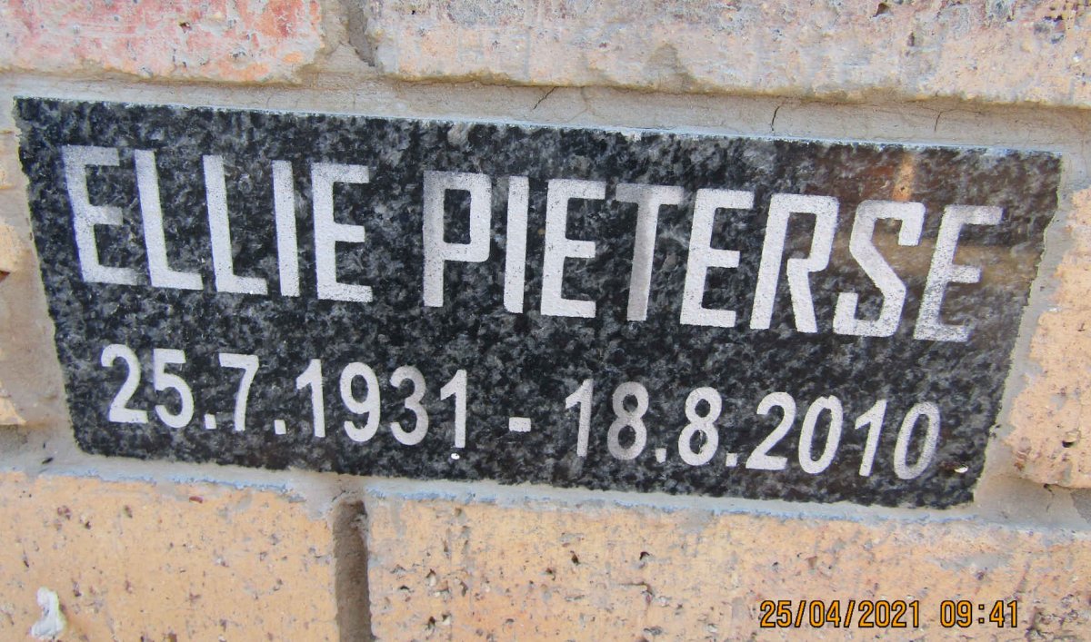 PIETERSE Ellie 1931-2010