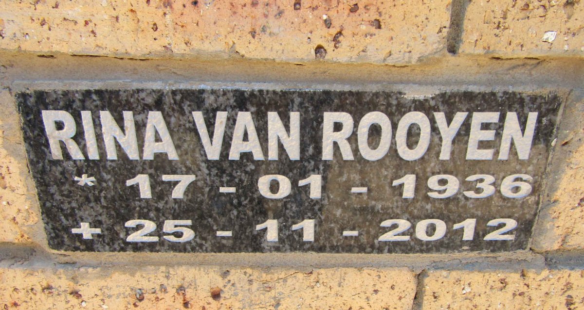 ROOYEN Rina, van 1936-2012