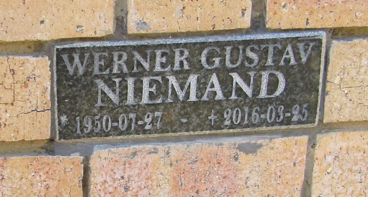 NIEMAND Werner Gustav 1950-2016