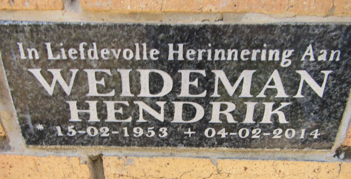 WEIDEMAN Hendrik 1953-2014