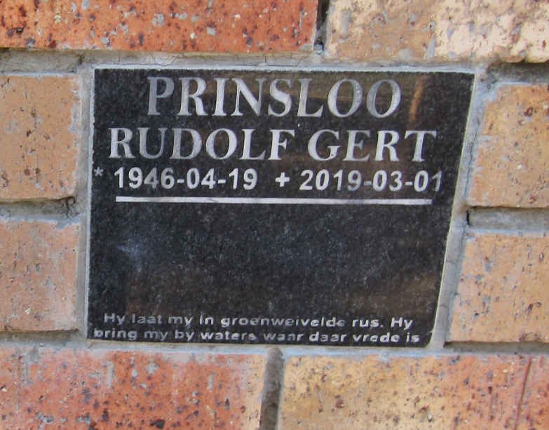 PRINSLOO Rudolf Gert 1946-2019