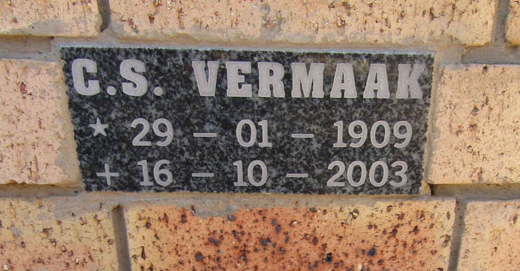 VERMAAK C.S. 1909-2003