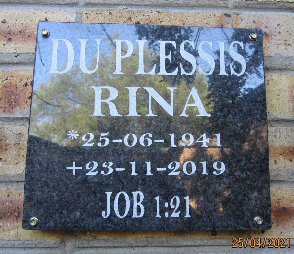 PLESSIS Rina, du 1941-2019