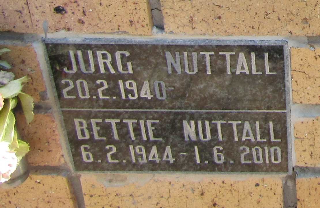 NUTTAL Jurg 1940- &amp; Bettie 1944-2010