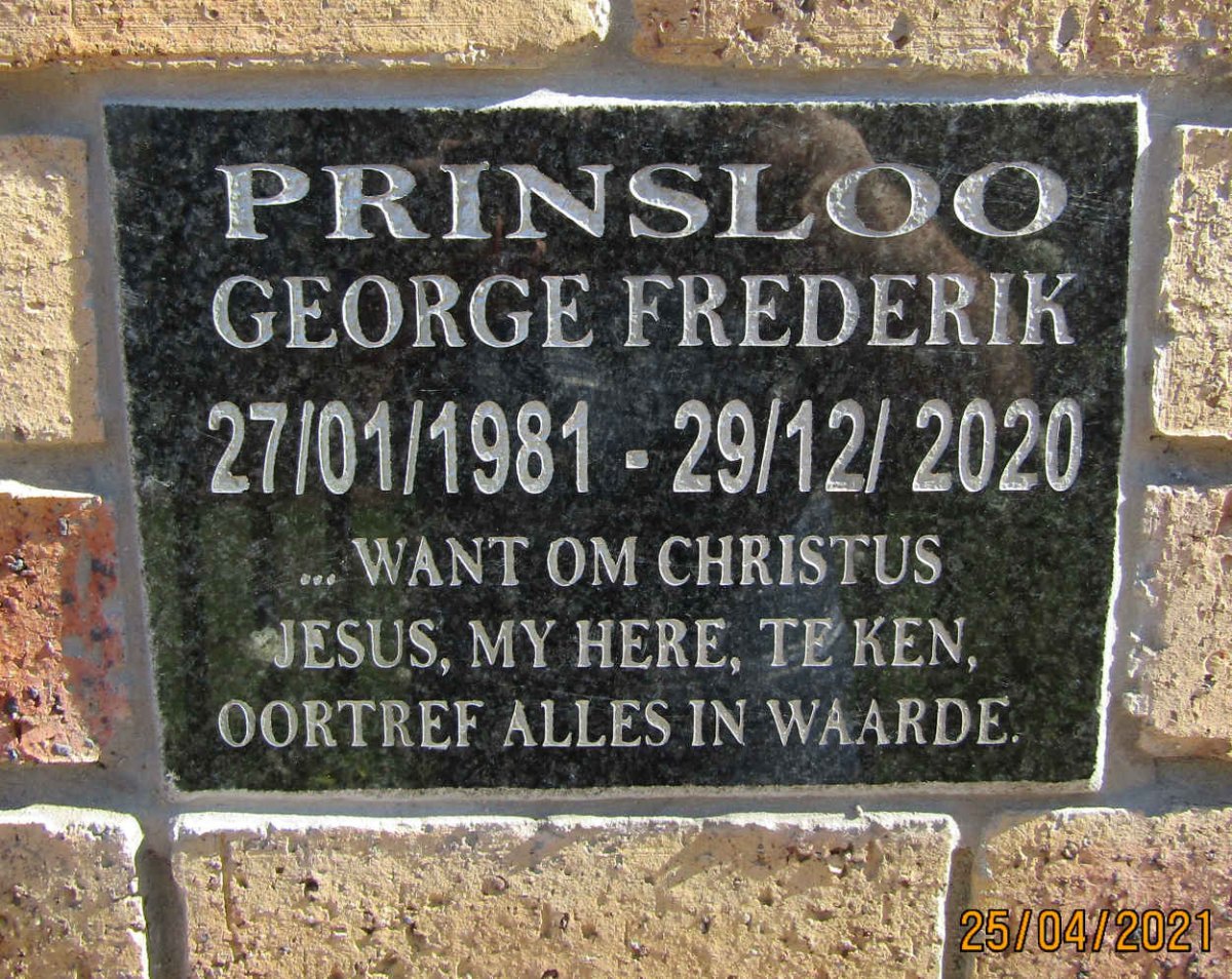 PRINSLOO George Frederik 1981-2020