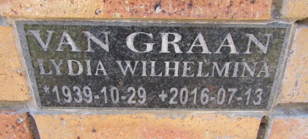 GRAAN Lydia Wilhelmina, van 1939-2016