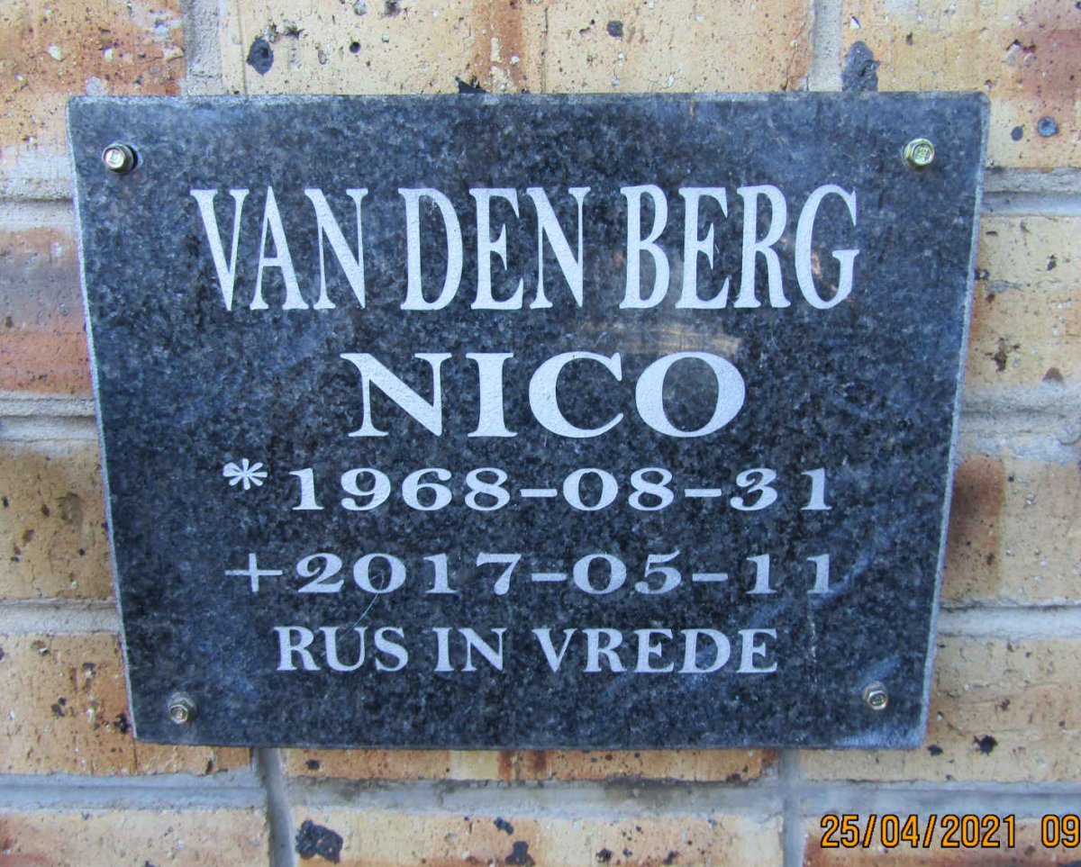 BERG Nico, van den 1968-2017