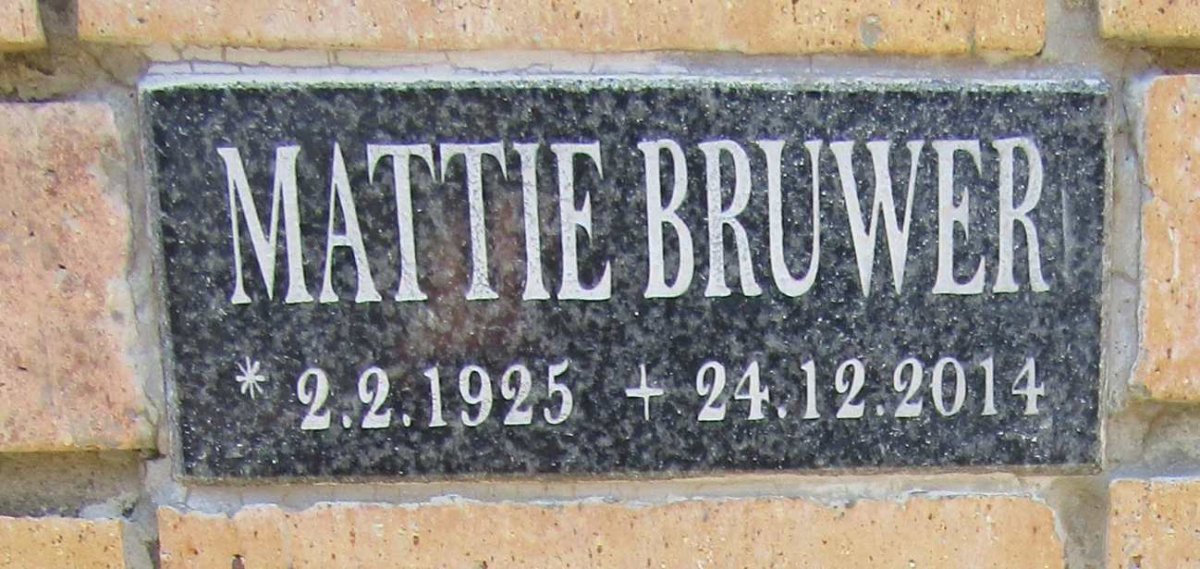 BRUWER Mattie 1925-2014