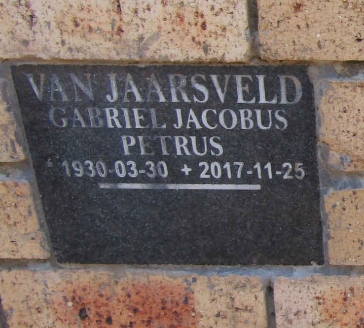 JAARSVELD Gabriel Jacobus Petrus, van 1930-2017