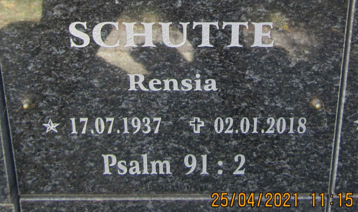 SCHUTTE Rensia 1937-2018