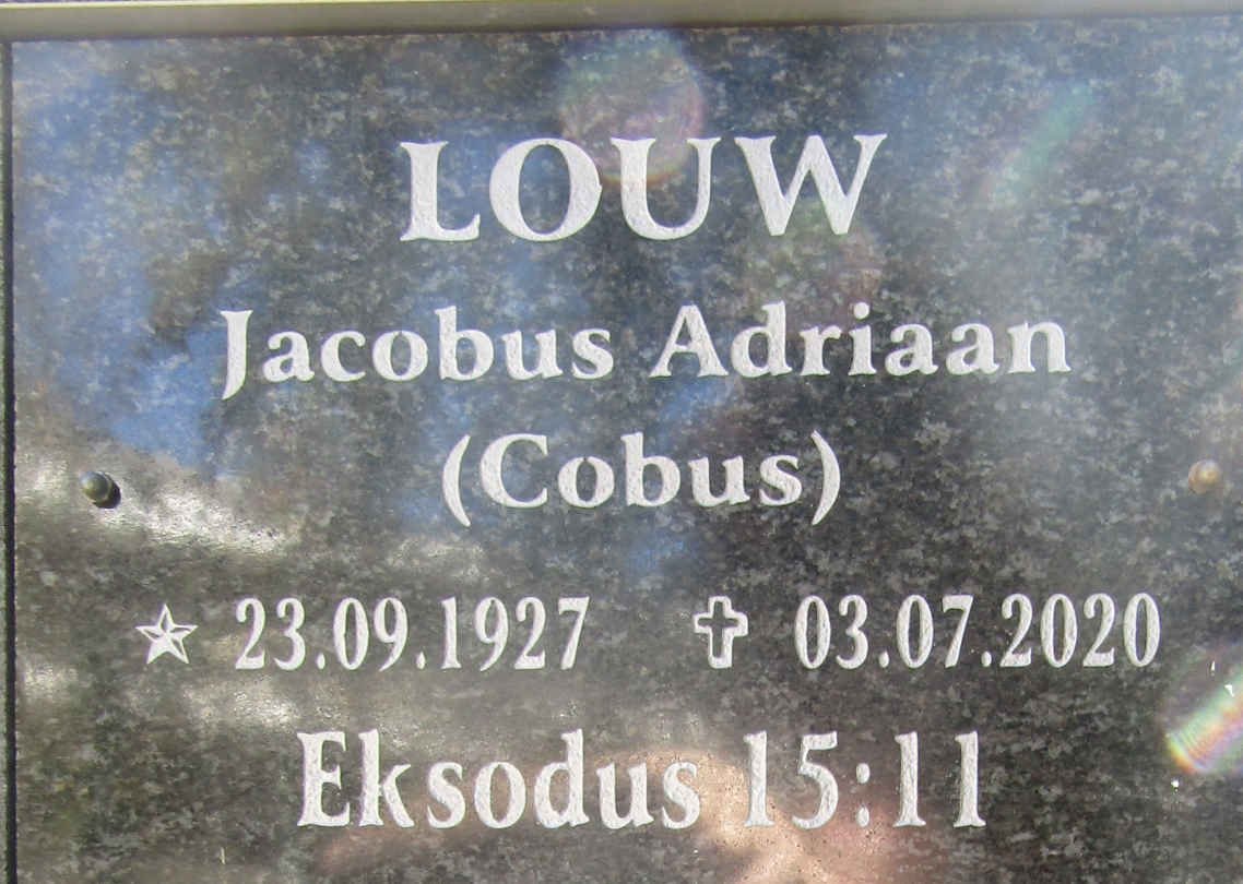 LOUW Jacobus Adriaan 1927-2020