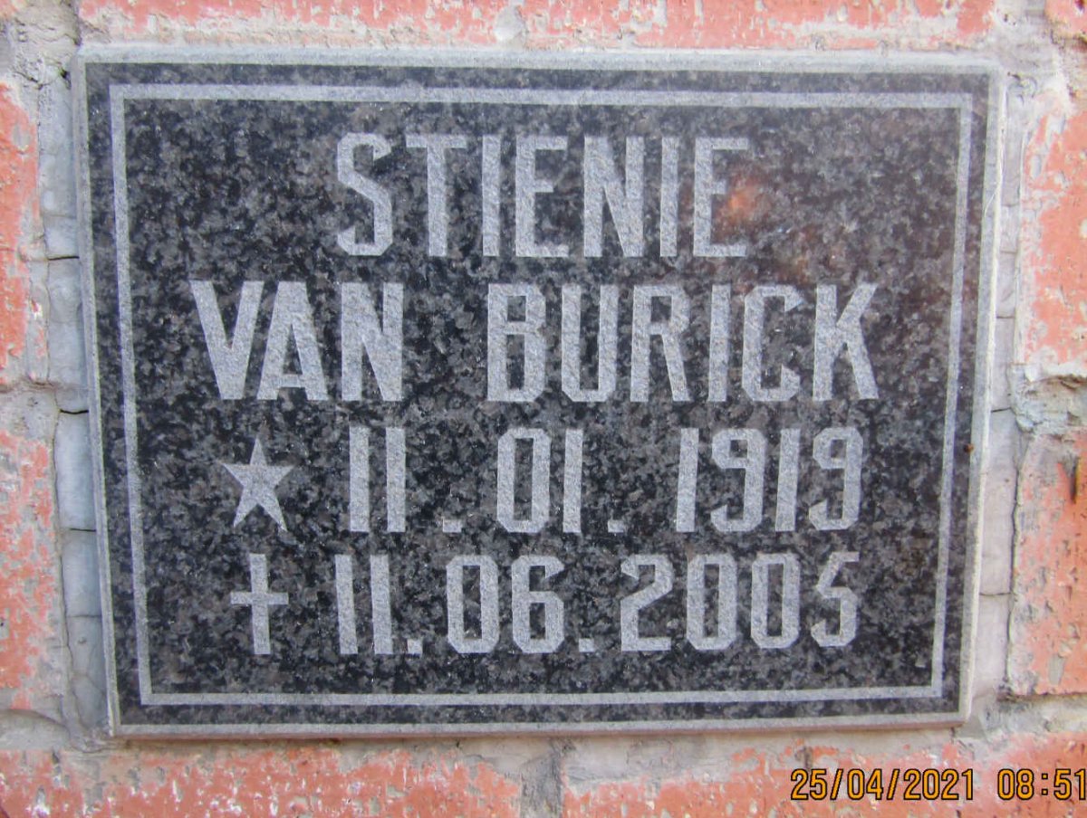 BURICK Stienie, van 1919-2005