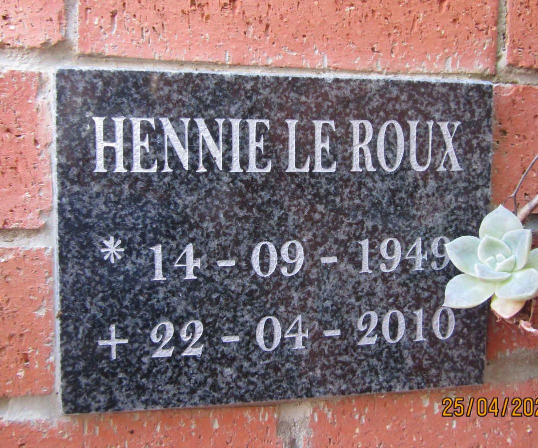 ROUX Hennie, le 1949-2010