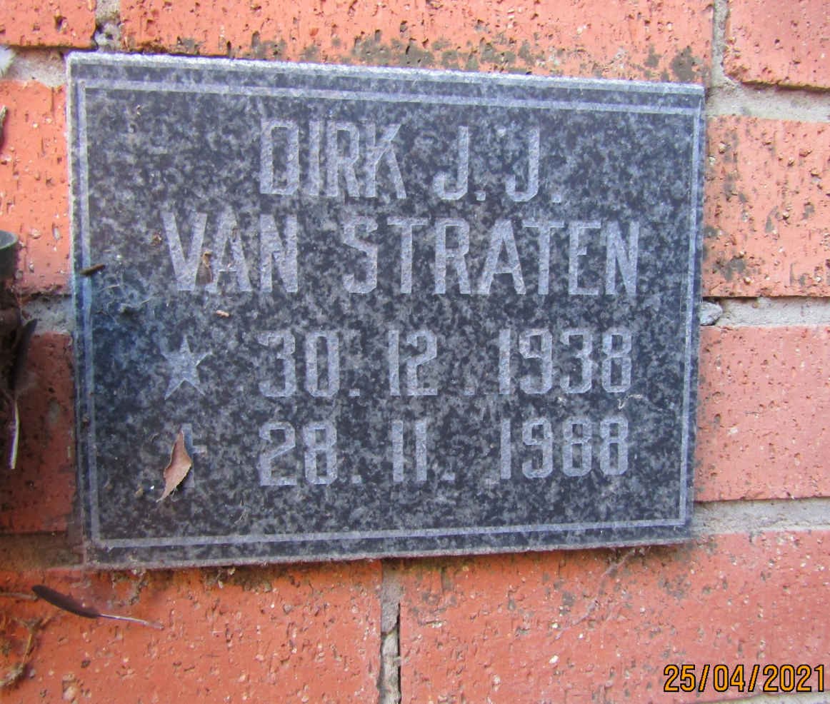 STRATEN Dirk J.J., van 1938-1988