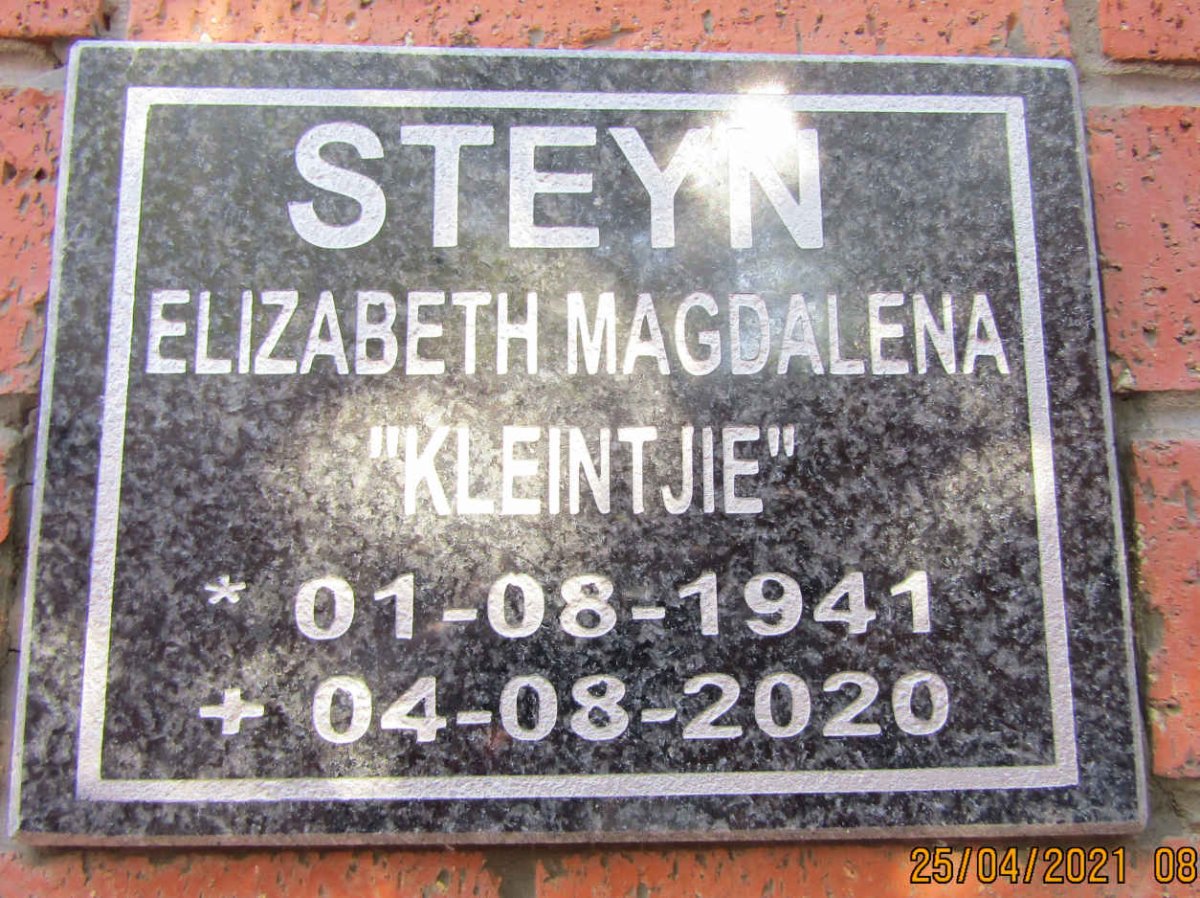 STEYN Elizabeth Magdalena 1941-2020