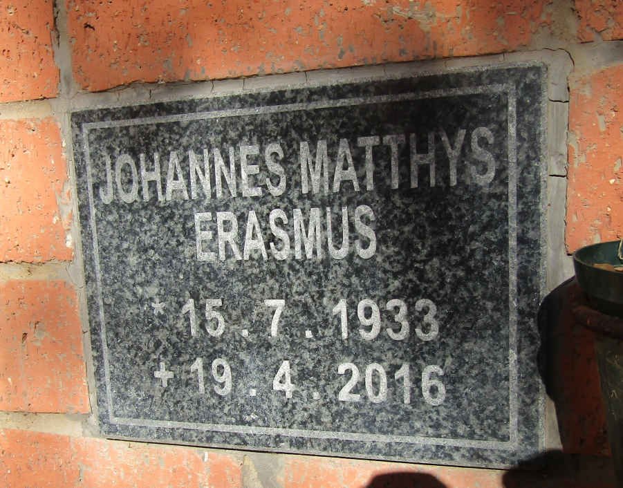 ERASMUS Johannes Matthys 1933-2016