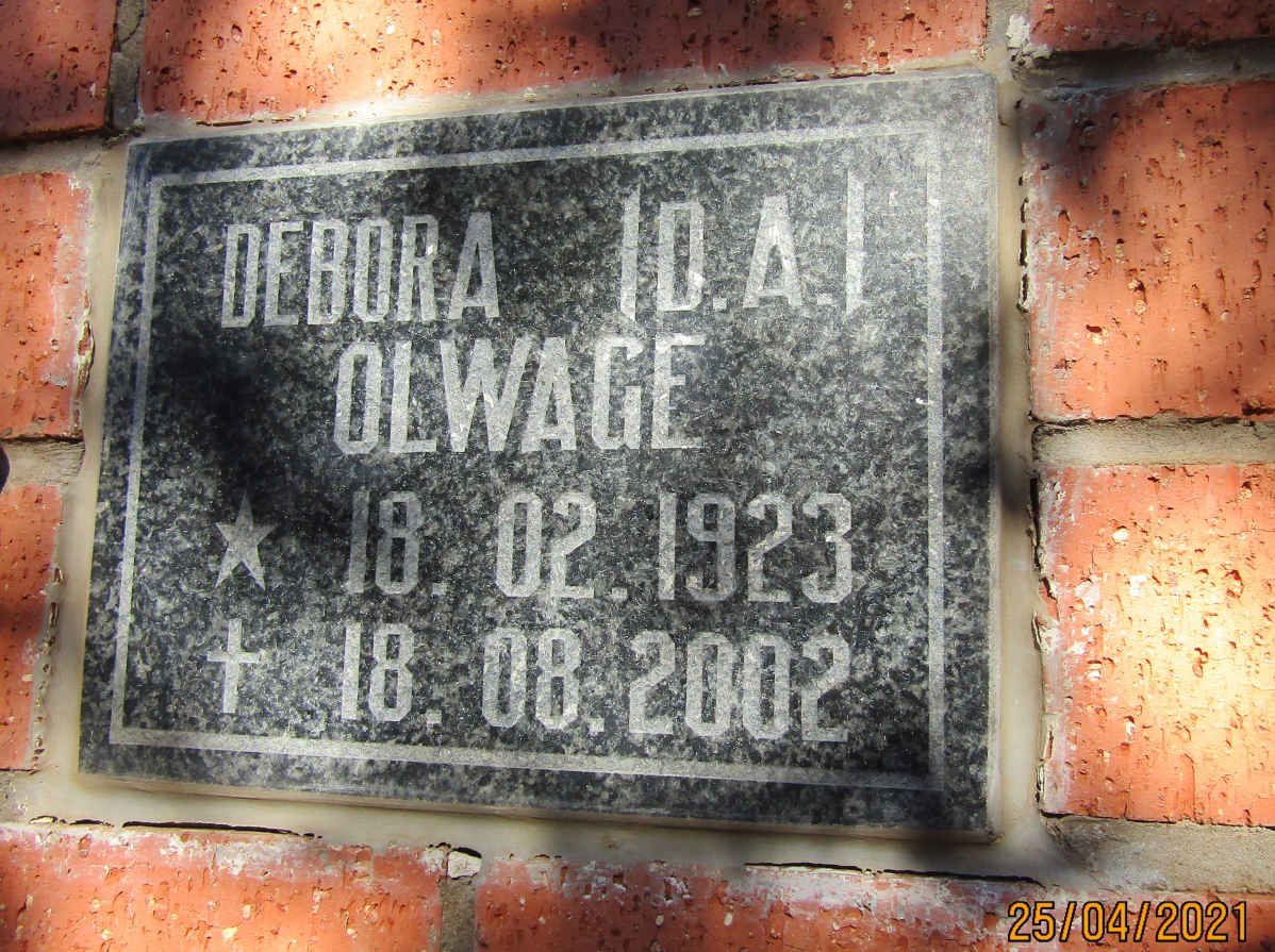 OLWAGE Debora A. 1923-2002