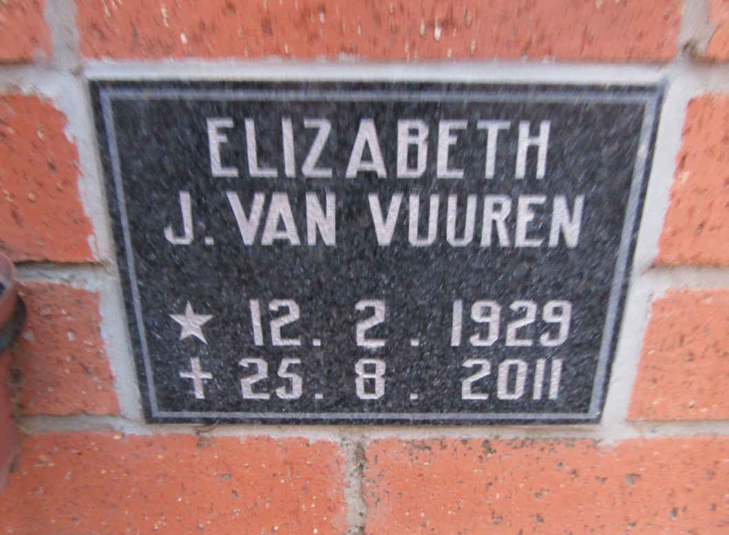 VUUREN Elizabeth, J. van 1929-2011
