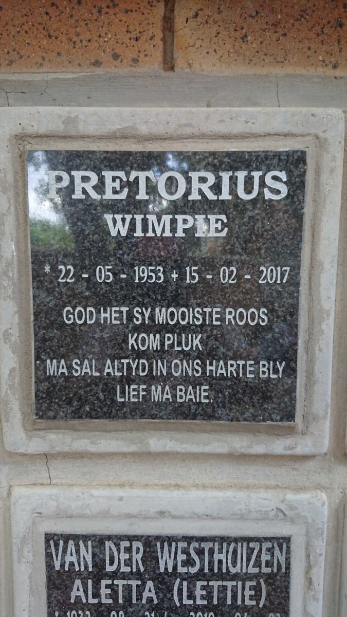 PRETORIUS Wimpie 1953-2017