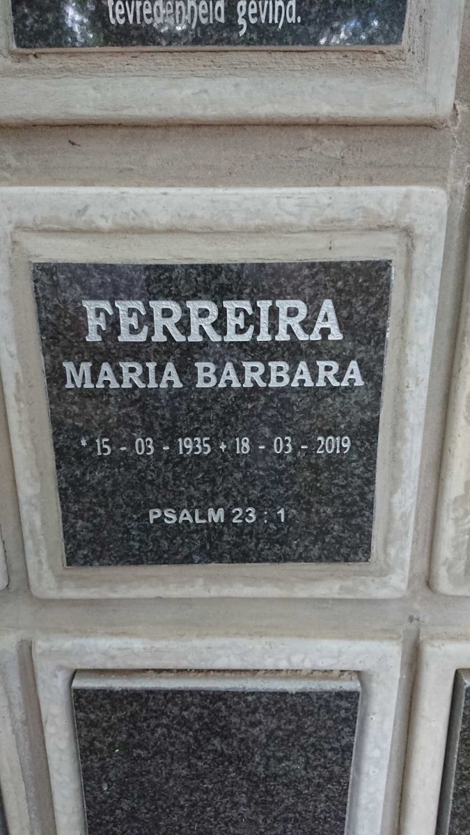 FERREIRA Maria Barbara 1935-2019