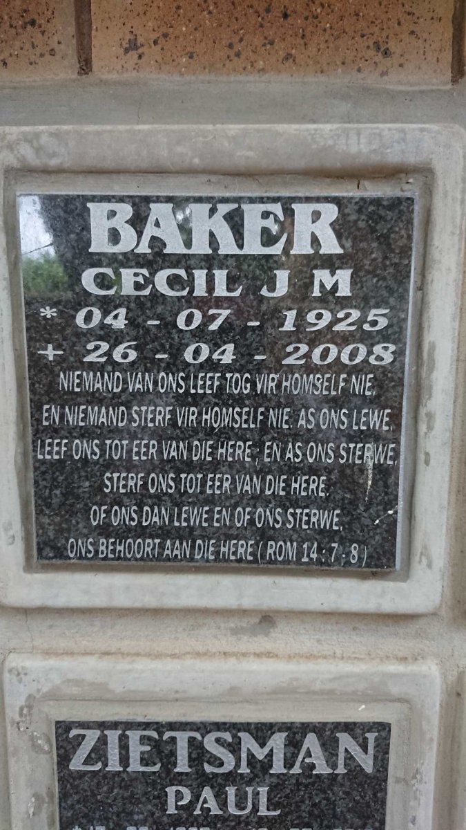 BAKER Cecil J.M. 1925-2008