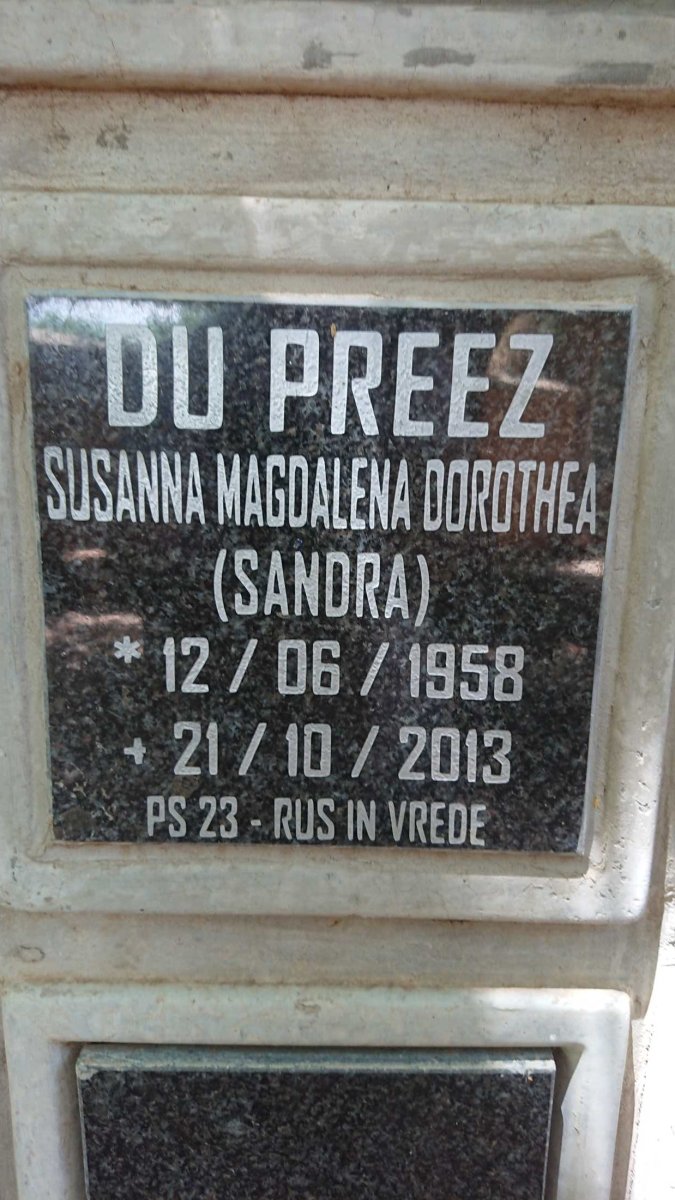 PREEZ Susanna Magdalena Dorothea, du 1958-2013