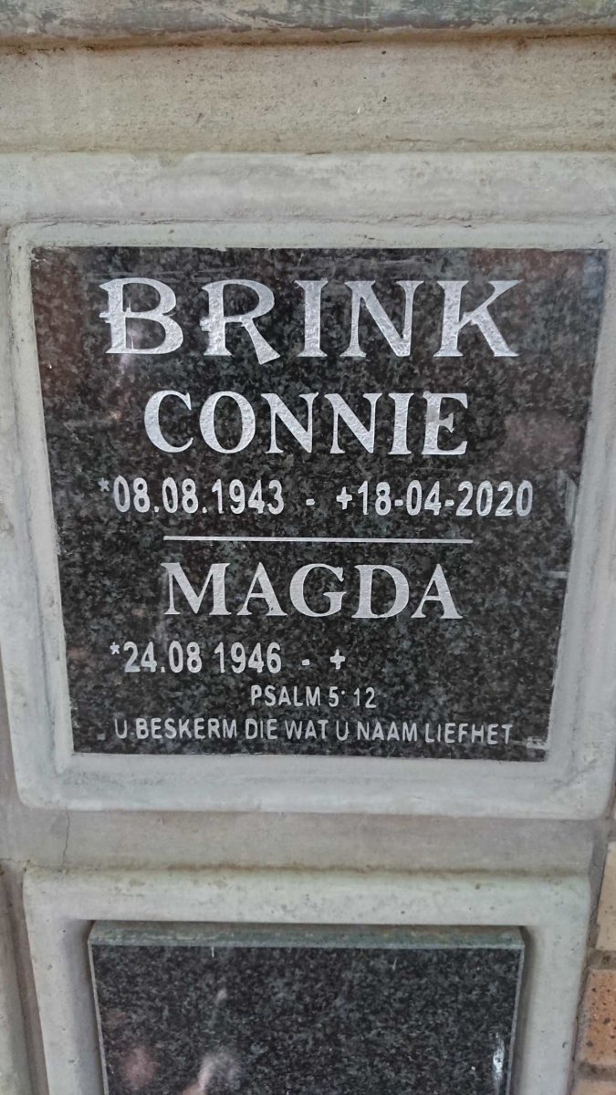 BRINK Connie 1943-2020 &amp; Magda 1946-