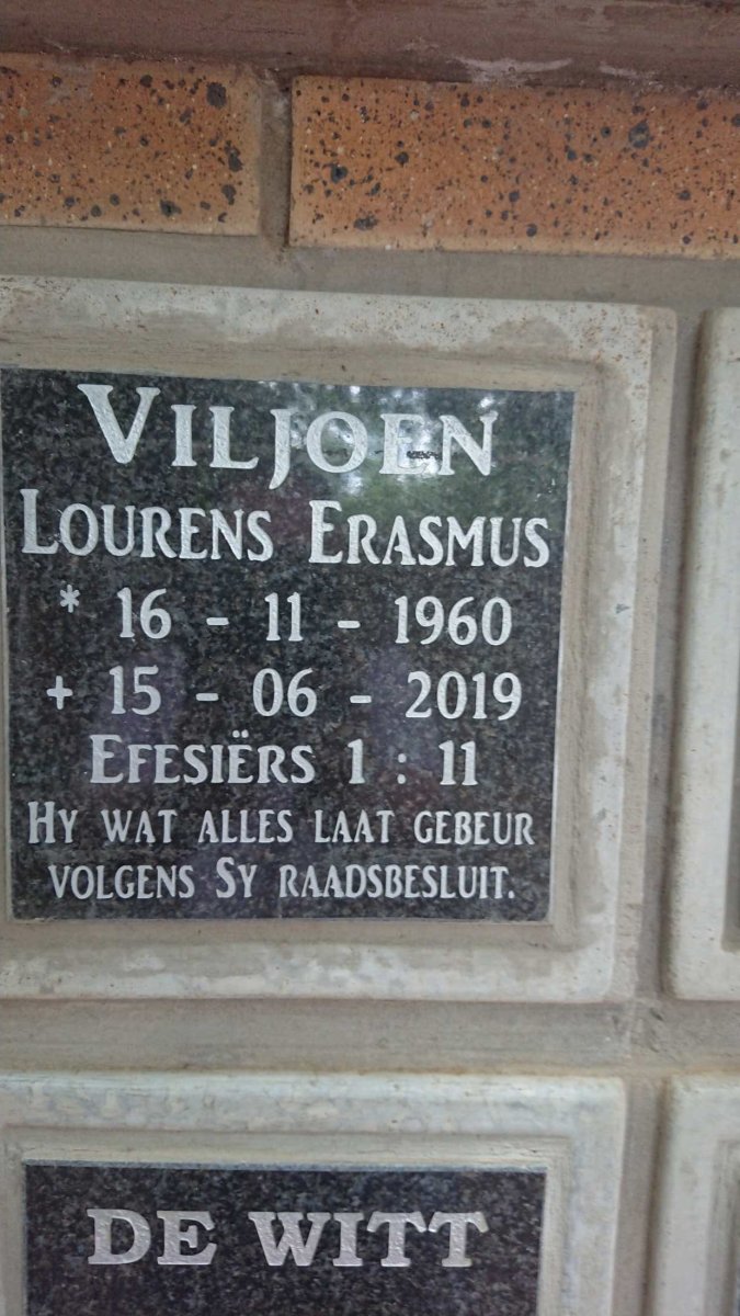 VILJOEN Lourens Erasmus 1960-2019