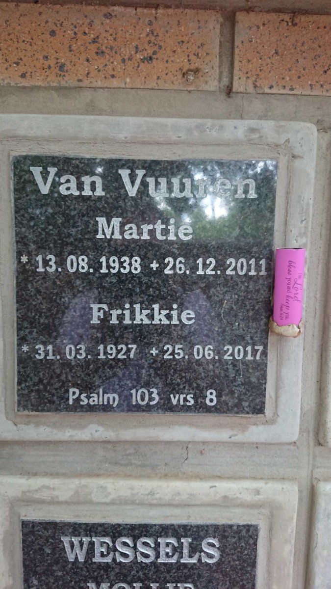 VUUREN Frikkie, van 1927-2017 &amp; Martie 1938-2011