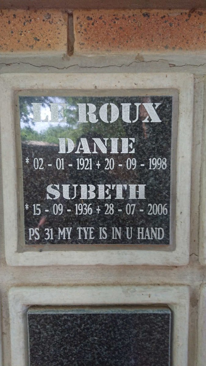 ROUX Danie, le 1921-1998 &amp; Subeth 1936-2006