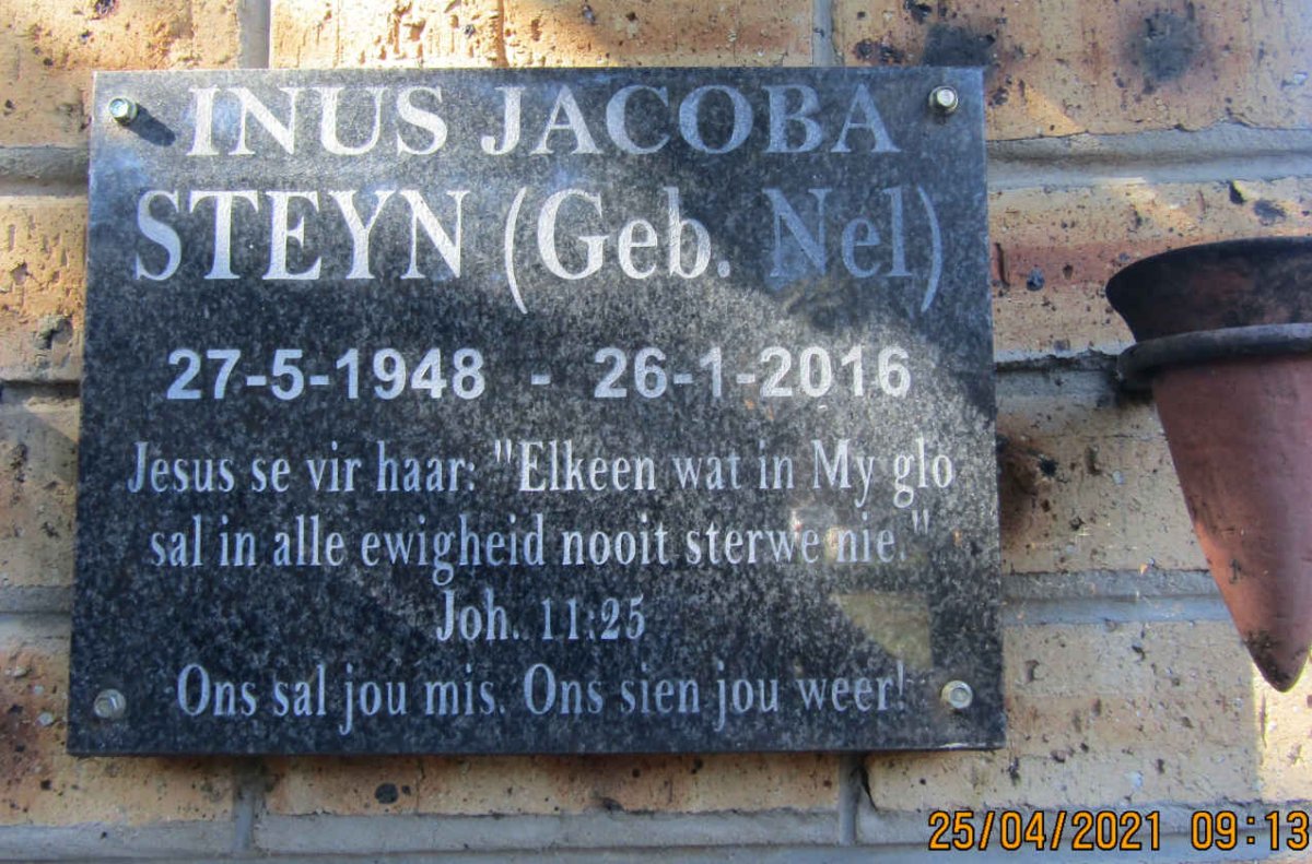 STEYN Inus Jacoba nee NEL 1948-2016
