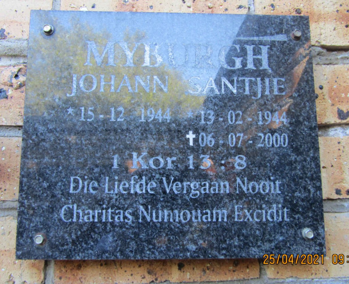 MYBURGH Johann 1944- &amp; Santjie 1944-2000