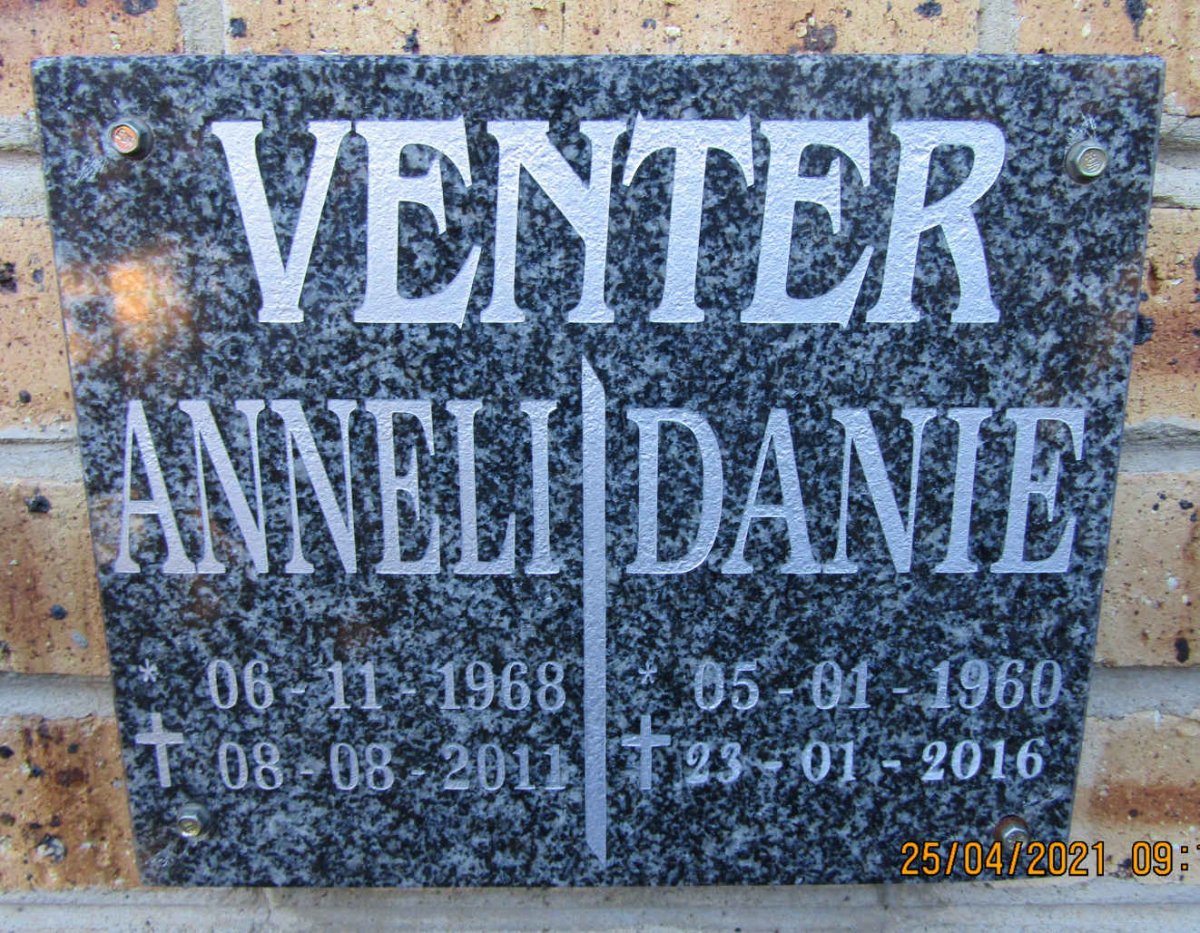 VENTER Danie 1960-2016 &amp; Anneli 1968-2011