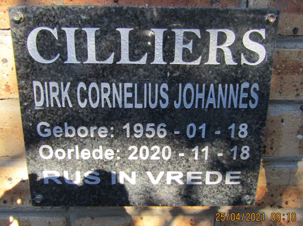 CILLIERS Dirk Cornelius Johannes 1956-2020
