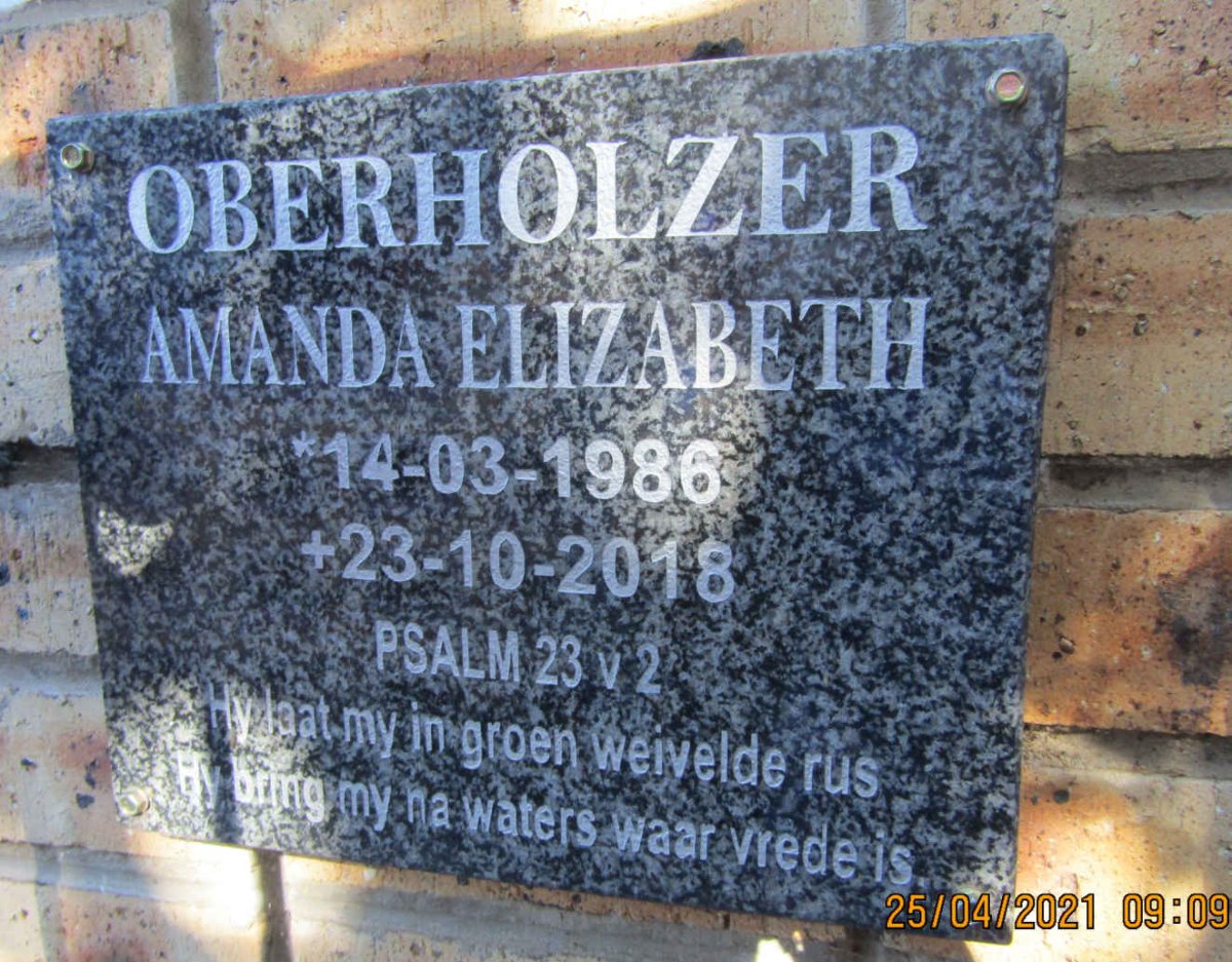 OBERHOLZER Amanda Elizabeth 1986-2018