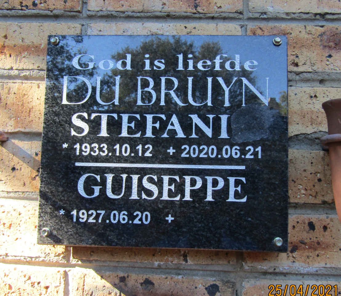 BRUYN Guiseppe, du 1927- &amp; Stefani 1933-2020